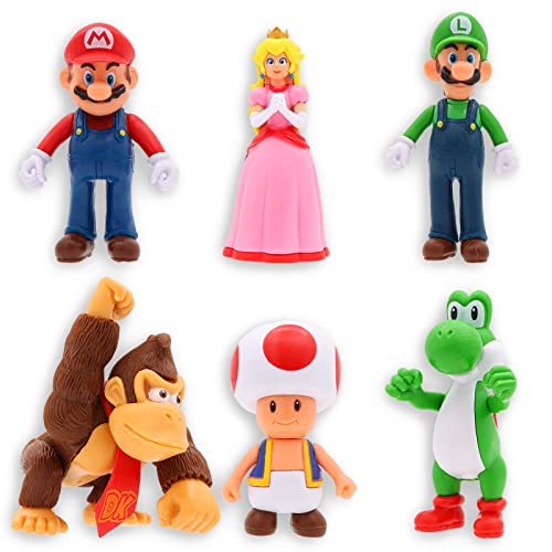 6Pcs/Set Super Mario Bros Figures Children’s Toy - Mario & Luigi Figurines –Yoshi & Mario Bros Action Figures Mario Pvc Toy Figures #TOP16