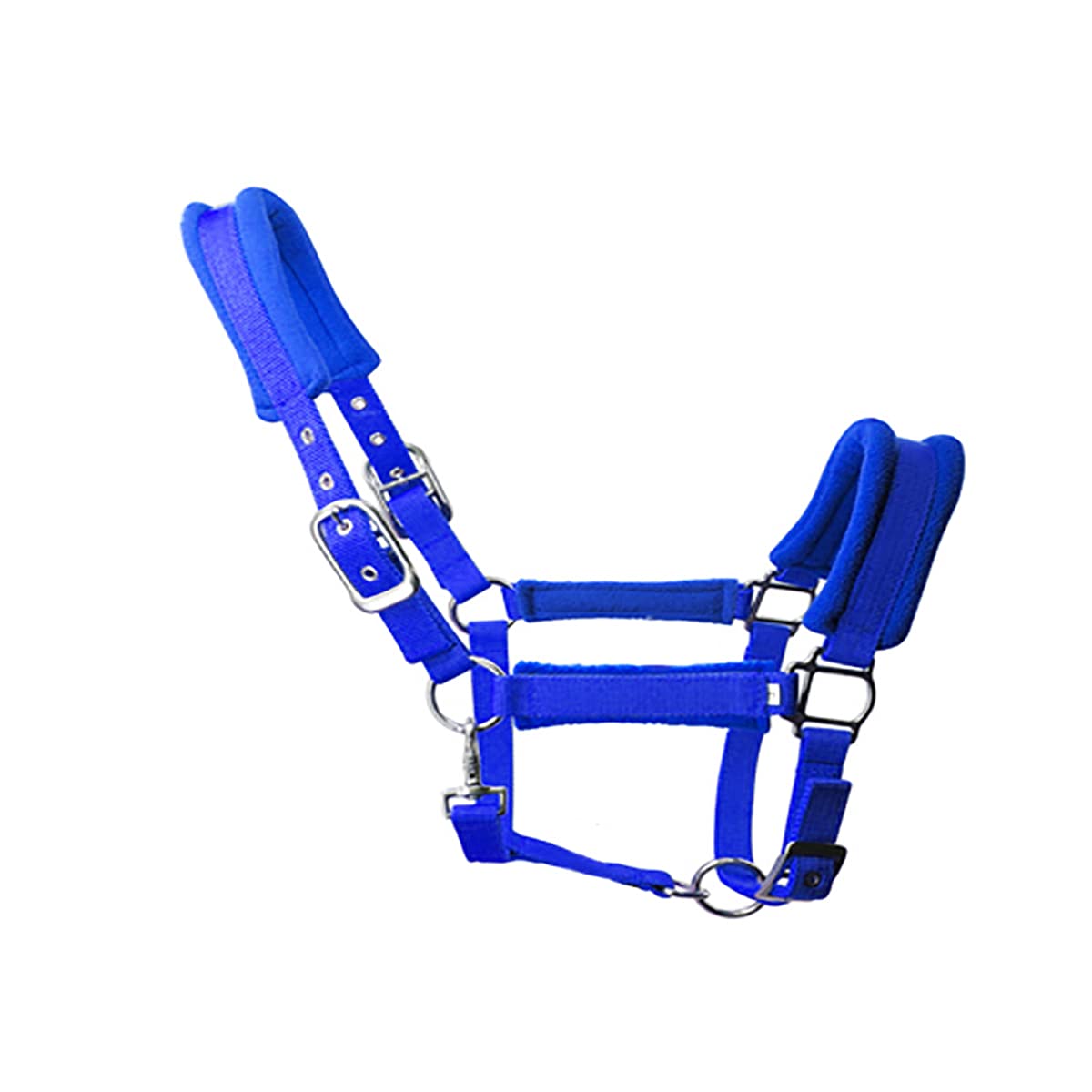 Thickened Equestrian Soft Padded Adjustable Horse Head Collar with Comfort Soft Fleece and Sponge Padded, Blue-Small