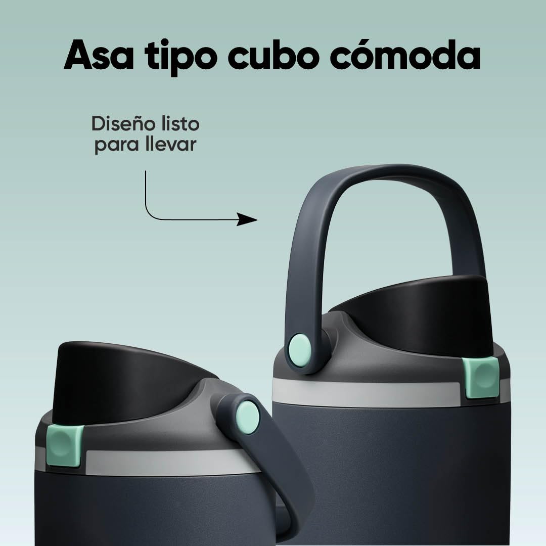 Owala FreeSip Sway botella de agua térmica de acero inoxidable con boquilla 2‑en‑1, 1185ml, pajita integrada y asa tipo cubo, para viajes, escuela y deporte, sin BPA, a prueba de fugas, Foggy Tide