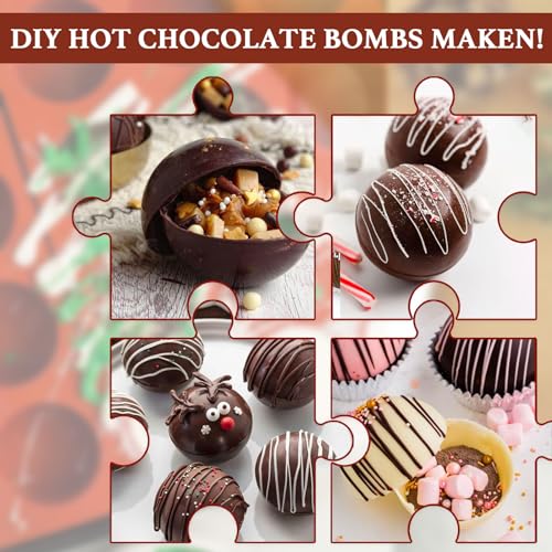 Image of Hot Chocolate Cocoa Bomb Molds Hemisphere Silicone 2 Inch 4 Pack, Semi Ball Mould 6 Cavity Large Circular, BPA Free Non-Stick Half Sphere Holiday Valentine DIY Cake Jelly Dome Mousse