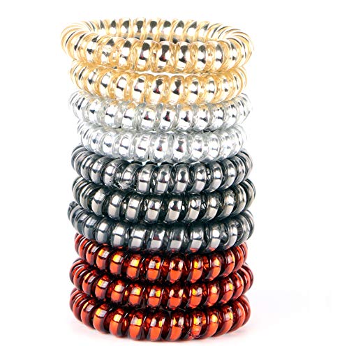Image of 10Pcs Spiral Hair Ties No Crease For Women Girls, Elastic Coil Hair Ties For Thick Hair, Phone Cord Hair Ties Waterproof, Hair Coils, Key Chain Hair Ties, Colorful Ponytail Holder For Children