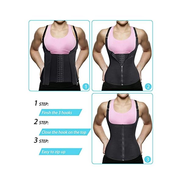 Nebility-Women-Waist-Trainer-Corset-Zipper-Vest-Body-Shaper-Cincher-Tank-Top-with-Adjustable-Straps Nebility Women Waist Trainer Corset Zipper Vest Body Shaper Cincher Tank Top with Adjustable Straps (4XL, Black)