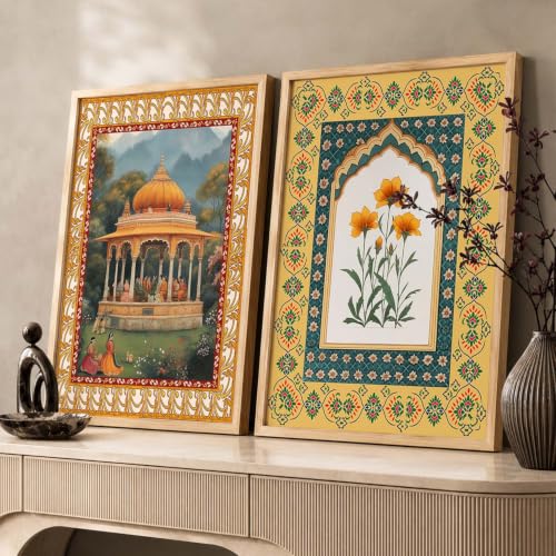 Image of Kotart Traditional Indian Wall Art Paintings for Living Room | Framed Wall Painting for Home Room Bedroom Office Decor | Paintings Home Decoration | Poster With frames | Painting Decoration (Art 6, (35x37 Inch), Framed)