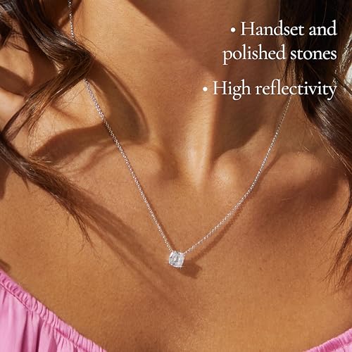 NADRI Hoop Necklace For Women - Exquisite 18k Gold Necklace and Rhodium Fine Jewelry For Women - Cubic Zirconia Necklace - Large Cushion CZ Pendant Necklace…3