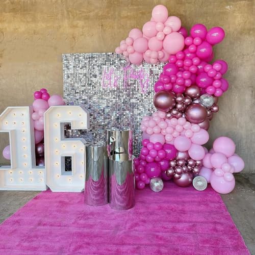 Pink Balloons Metallic Pink Balloon, 50Pcs 12Inch Hot Pink Chrome Pink Latex Balloons Light Pink Balloon and Dark Magenta Pink Balloons for Girls Women Party Events Decorations - Image 7
