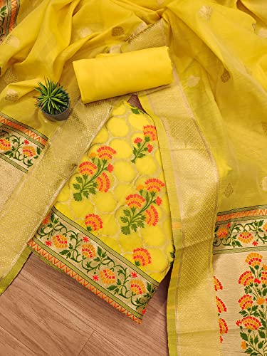 Image of Pandadi Women's Cotton Jacquard Unstitched Salwar Suit Dress Material