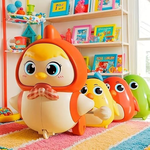 Image of Chicken Toy for Kids, Magnetic Hen with Chick, Wind-up Crawling Duck, Cute Walking, Baby Crawling for Boys and Girls, Animal Wind up Toy Set (Chicken Toy Orange)