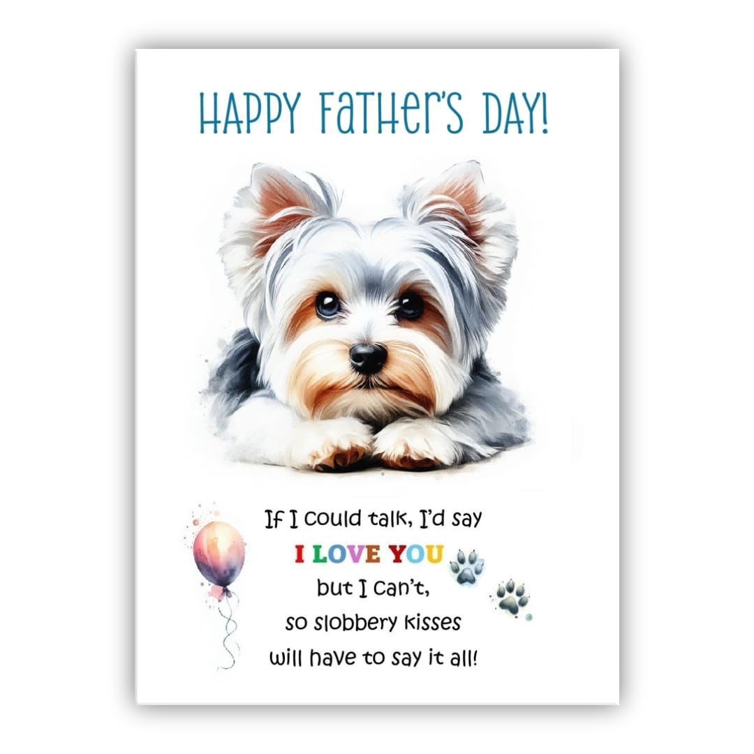 Father's Day Card from the dog. Dog Lovers Card. Fathers Day card from the dog. Differenet breeds. (York Terrier white) โ image 1