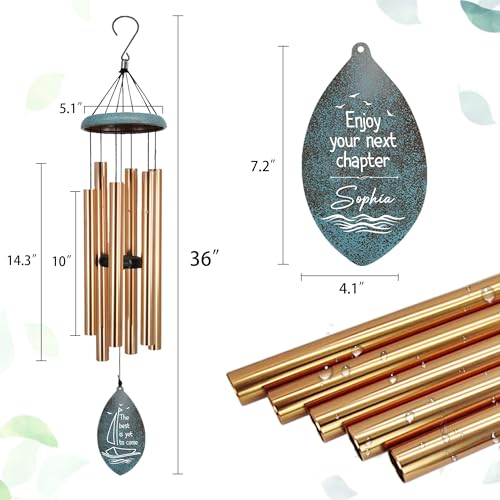 Image of ASTARIN Personalized Happy Retirement Gift, Custom Retirement Wind Chimes for Women Men, 35 inch Large Deep Tone Wind Chime Retire Gifts for Teacher Co-Workers Boss Friends Parents