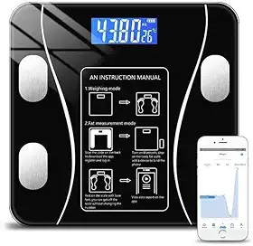 Balança Digital Bioimpedância Bluetooth – Medições Precisas de IMC, Gordura Corporal, Massa Muscular, Taxa Metabólica – Precisão até 180kg, Sincronização Fácil com App Com 2 Pilhas Inclusas No Pacote