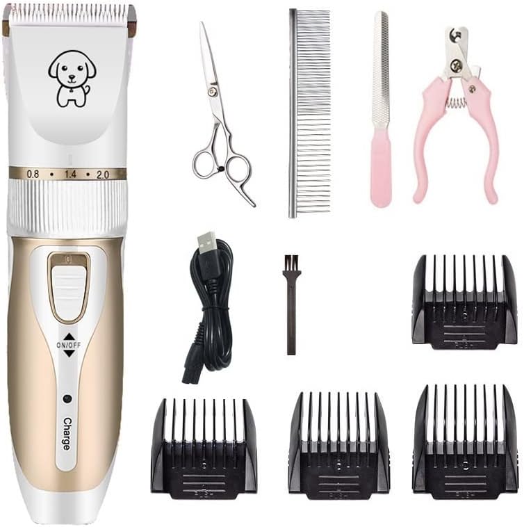 Portable Dog Grooming Kit Pet Grooming Kit for Dogs Cats Horses Professional Hair Trimmer Rechargeable Rechargeable Dog Grooming Clippers Low Noise Cordless (Color : White)