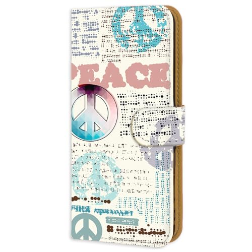 BASIO4 KYV47 用 手帳型 スマホケース フレキシブル ベイシオ4のカバー シンボル 平和ロゴ ラッピング風 ピース 163a01m