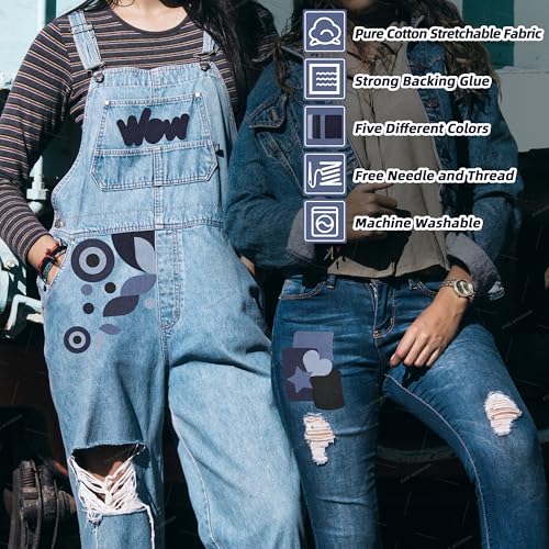 Image of Iron-on Repair Patch 20 Pcs Pack,Denim Patches for Jeans Kit 3 inch by 4-1 /4 inch, 100% Cotton Denim Iron-on Repair Patch,Jeans and Clothing Repair and Decoration Kit (Five Color)