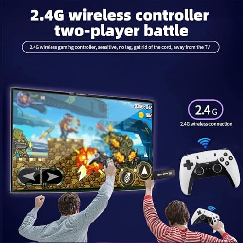 Console De Jeu Rétro sans Fil, 58000 + Clé De Jeu Rétro, Revisitez La Clé De Jeu Vidéo Plug and Play Rétro Classique, Clé De Jeu TV HD HDMI, Clé De Jeu 4k Plug and Play Jeux TV Rétro, 128 Go – Image 3