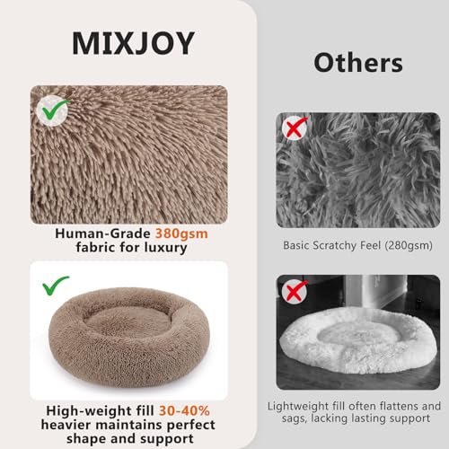 MIXJOY Orthopedic Dog Bed Comfortable Donut Cuddler Round Pet Beds Ultra Soft Washable Dog and Cat Cushion (20''/23''/30'') (23'', Brown) - Image 5