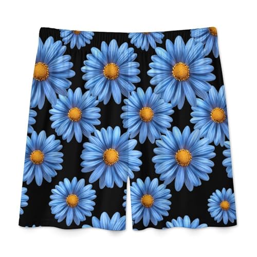 Blue Daisy Flower Men's Pajama Bottoms Lounge Pj Shorts Stretch Sleep Shorts for Home Vacation Beach4