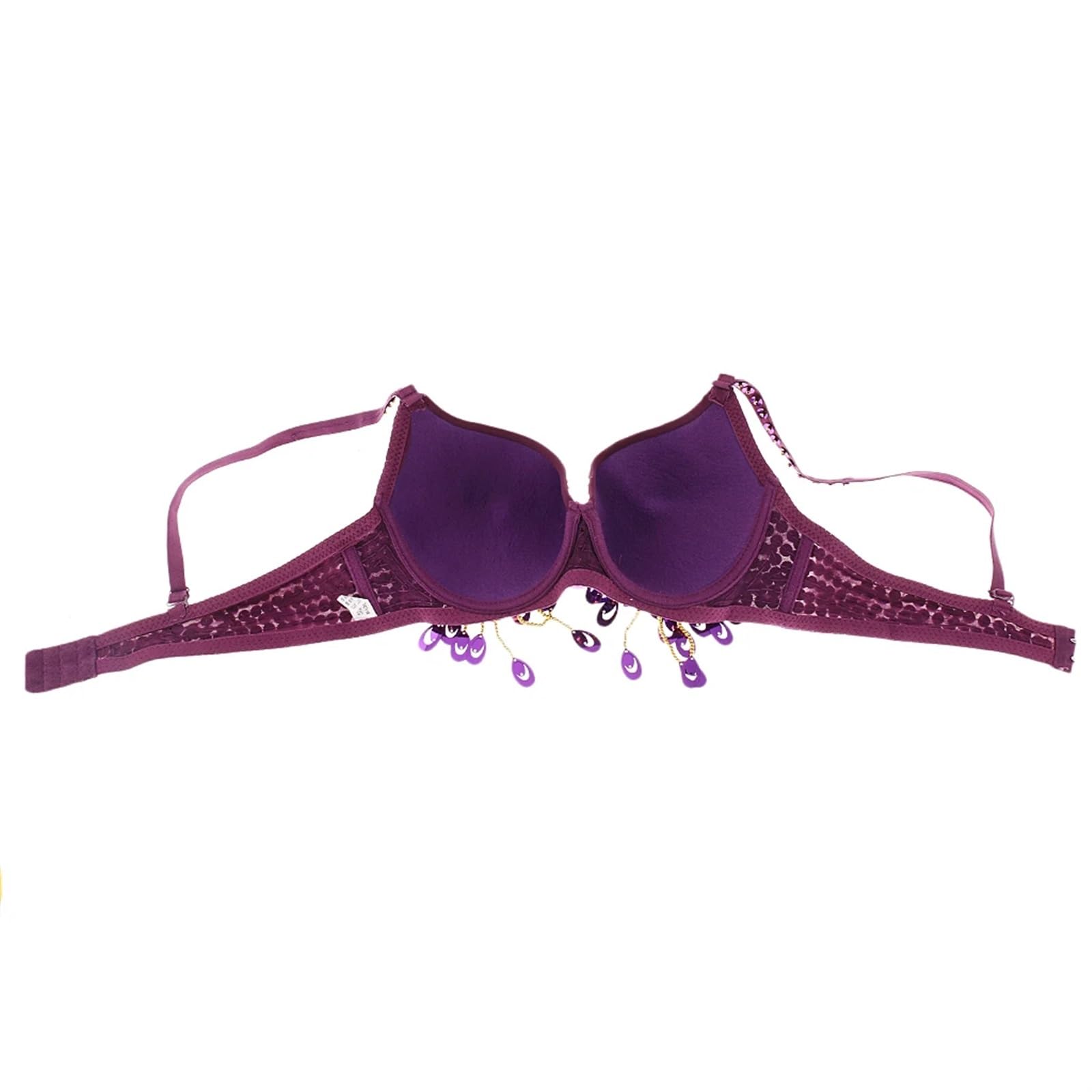 LIUHLFSR Sparkly Women Sequin Beaded Bra Top Sexy Tassel Crop For Festivals Raves Dance ClubWear Belly Outfit for Dancing Carnival Party(Purple)