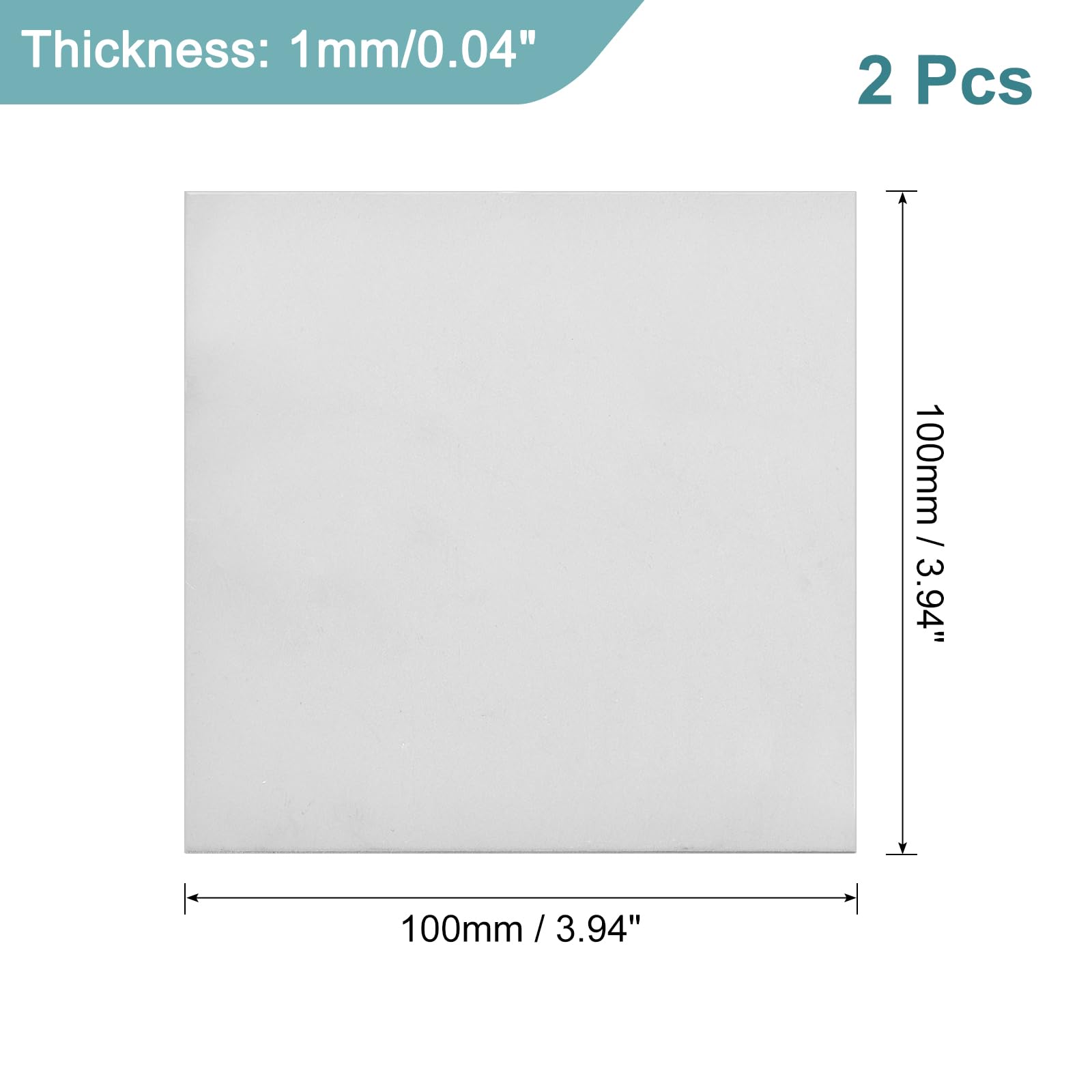 uxcell Lot de 2 plaques de titane GR2, 100 x 100 x 1 mm, en alliage de titane pour machines industrielles pour le travail des métaux (10,2 x 10,2 x 0,1 cm)