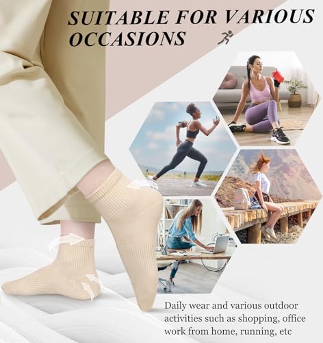 Image of YSense 10 Pairs Womens Ankle Socks Cotton Quarter Socks Women Men | Cushioned for Running Athletic Casual, Breathable Moisture-Wicking, Toe Seamless