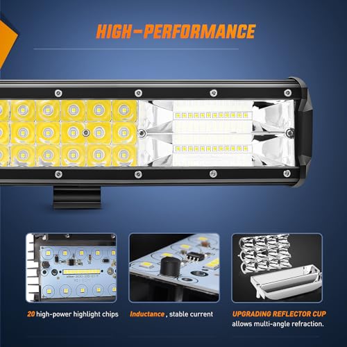 Image of Nilight - 18005C-A 26Inch Triple Row Lights 297W 29700LM Flood Spot Combo Beam Bar Driving Boat Super Bright Led Off Road Trucks,2 Years Warranty