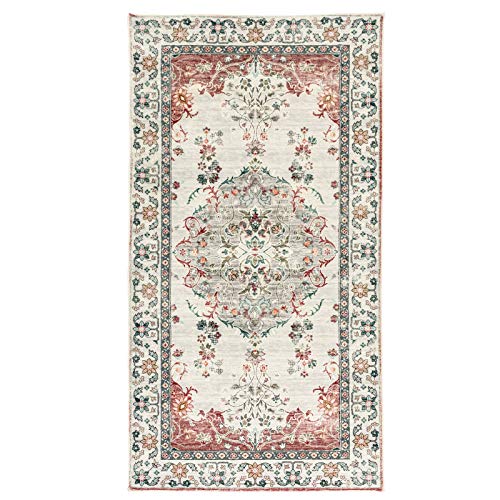 TALETA Mila Teppich Wohnzimmer,Blumenteppich Kurzflor,Wasserabweisender Orientalischer Küchenteppich für Vorzimmer… – Bild 4