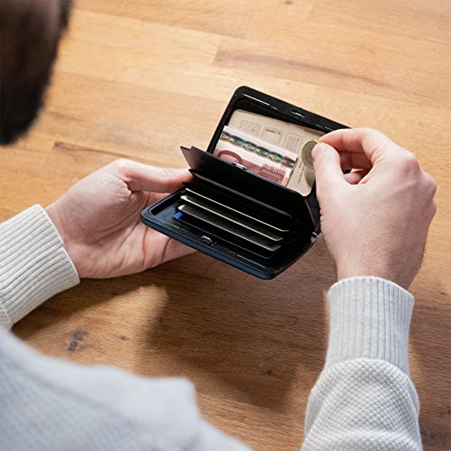 Image of OGON -DESIGNS- Aluminum wallet, Large capacity with metal lock, RFID Protection against fraud and demagnetization, Smart Case OSLO Large model