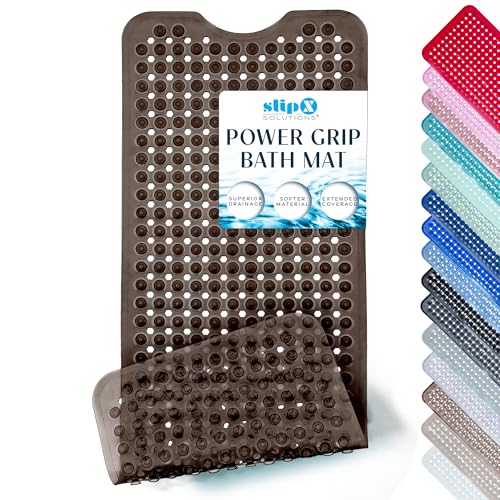 SlipX Solutions 39"x16" Power Grip Non Slip Bathtub Shower Mat, Bronze