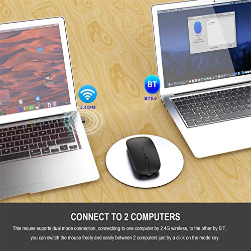 Andoer HXSJ M90 Dual Mode Wireless Mouse BT5.0 2.4G Optical Mouse Ergonômico Recarregável Mouse 1600