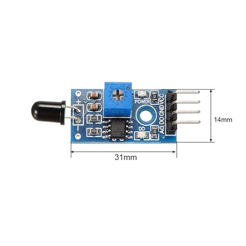 Miniatura 2 de uxcell Detector de temperatura del Pin del detector del módulo del sensor de llama del IR 4 para
