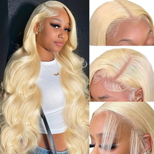 26 Inch 13x6 613 Body Wave Lace Front Wig Human Hair Pre Plucked 180 Density Natural Human Hair Blonde Lace Frontal Wigs for Women