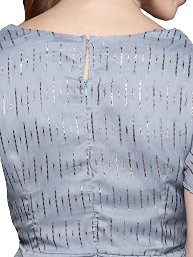 Image of ishin Women's Blue Chiffon Midi Dress