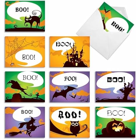 10 Assorted Halloween Note Cards Set Cover