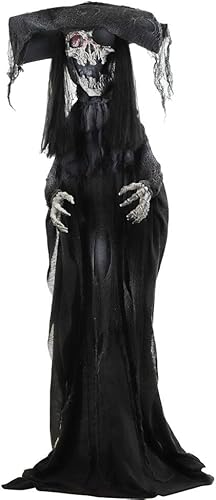 Haunted Hill Farm Zombi animatronic Thrashing en un barril con cerebro y ojos iluminados para decoración de Halloween con pilas para interiores o