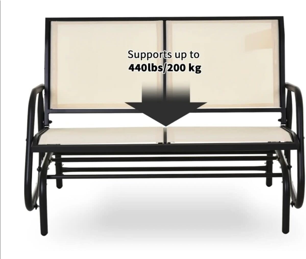 Patio Furniture Bench Outdoor Rocker Garden Bench Loveseat Sofa Bench Perfect for Garden Patio Front Porch Back Yard - Dark Grey/Beige Outdoor Bench(B)