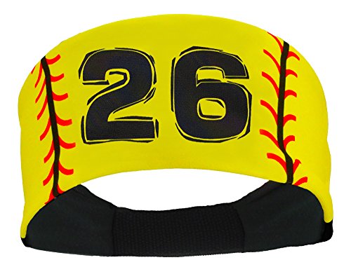 MadSportsStuff Player ID Softball Stitch Headband (Yellow, #26)