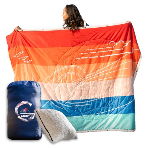 Gruff Ultimate 5-in-1 Outdoor Camping Blanket & Pillow – Waterproof Quilt and Travel Blanket 2 x 1.3 m – Compact, Durable, and Versatile for Outdoor use, Hiking, and Adventures
