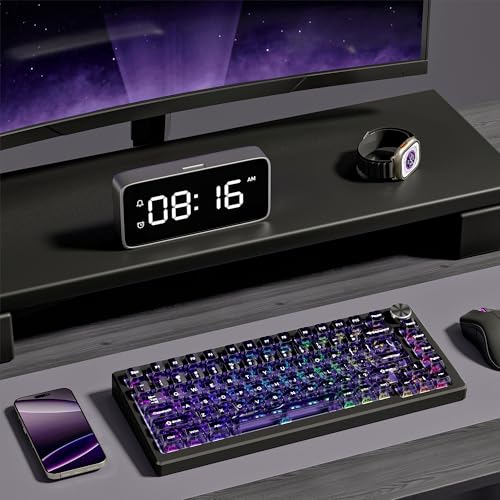 Image of dagaladoo Purple Clear keycaps,Transparent keycaps 60 75 100 Percent,Crystal keycap Set,Shine Through Key caps Ceramic Style,MDA Profile Keyboard Key Cap for Mx Switches Mechanical Keyboard(115key)