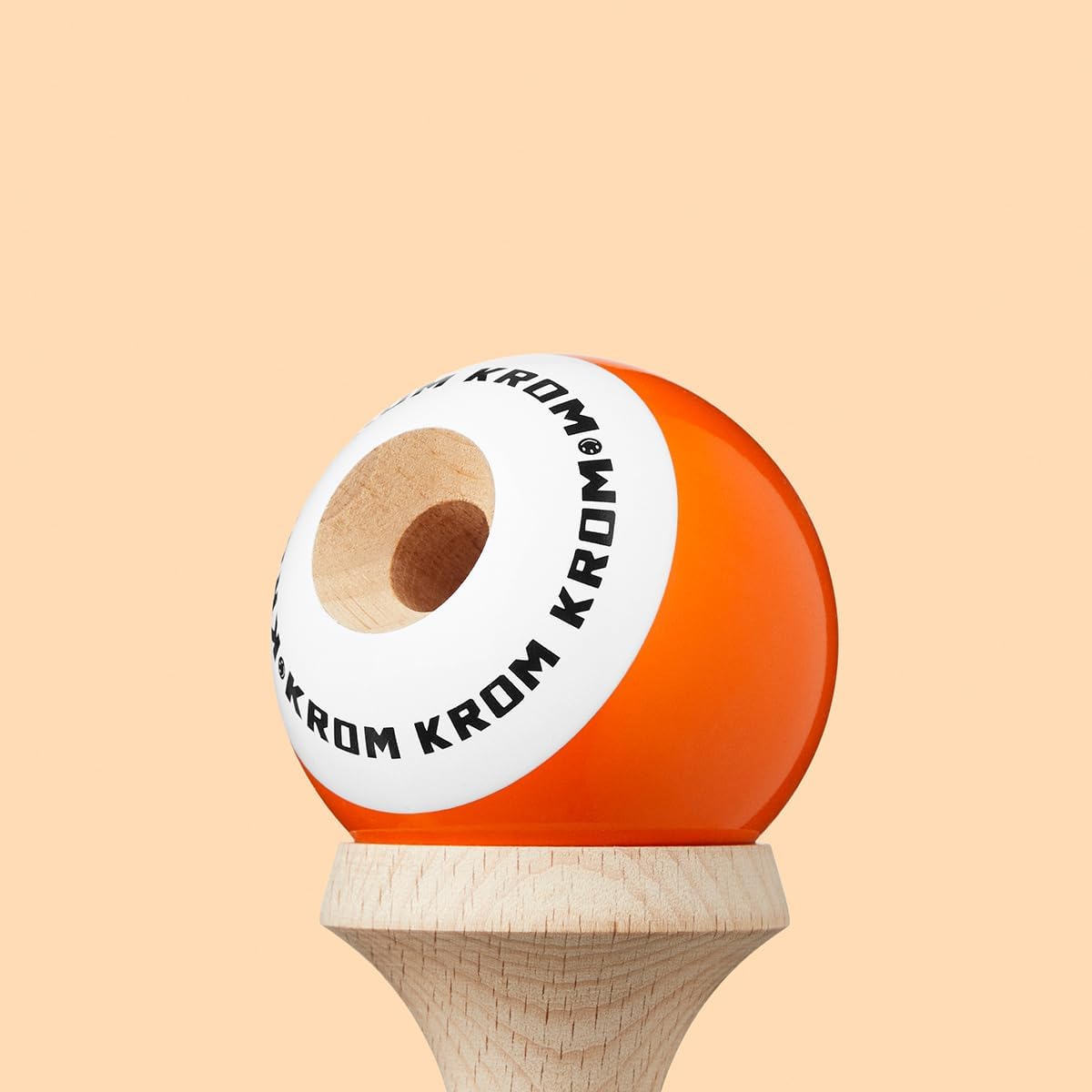 KROM - Kendama Toy POP LOL Orange - High Wood Quality - Extra Strong - for Beginner and Pro - Gift Pack : Extra String + Stickers image 4