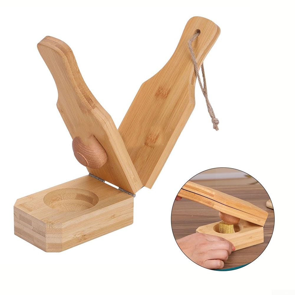 Presse à plantain Tostonera en bois - Design 2 en 1 - 16 x 6 x 6 cm - Facile à utiliser - Bois écologique - Pour faire des tostones et des copeaux de plantain