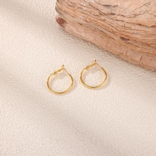 Image of Gacimy Gold Hoop Earrings for Women, 14K Gold Plated Thin Hoops