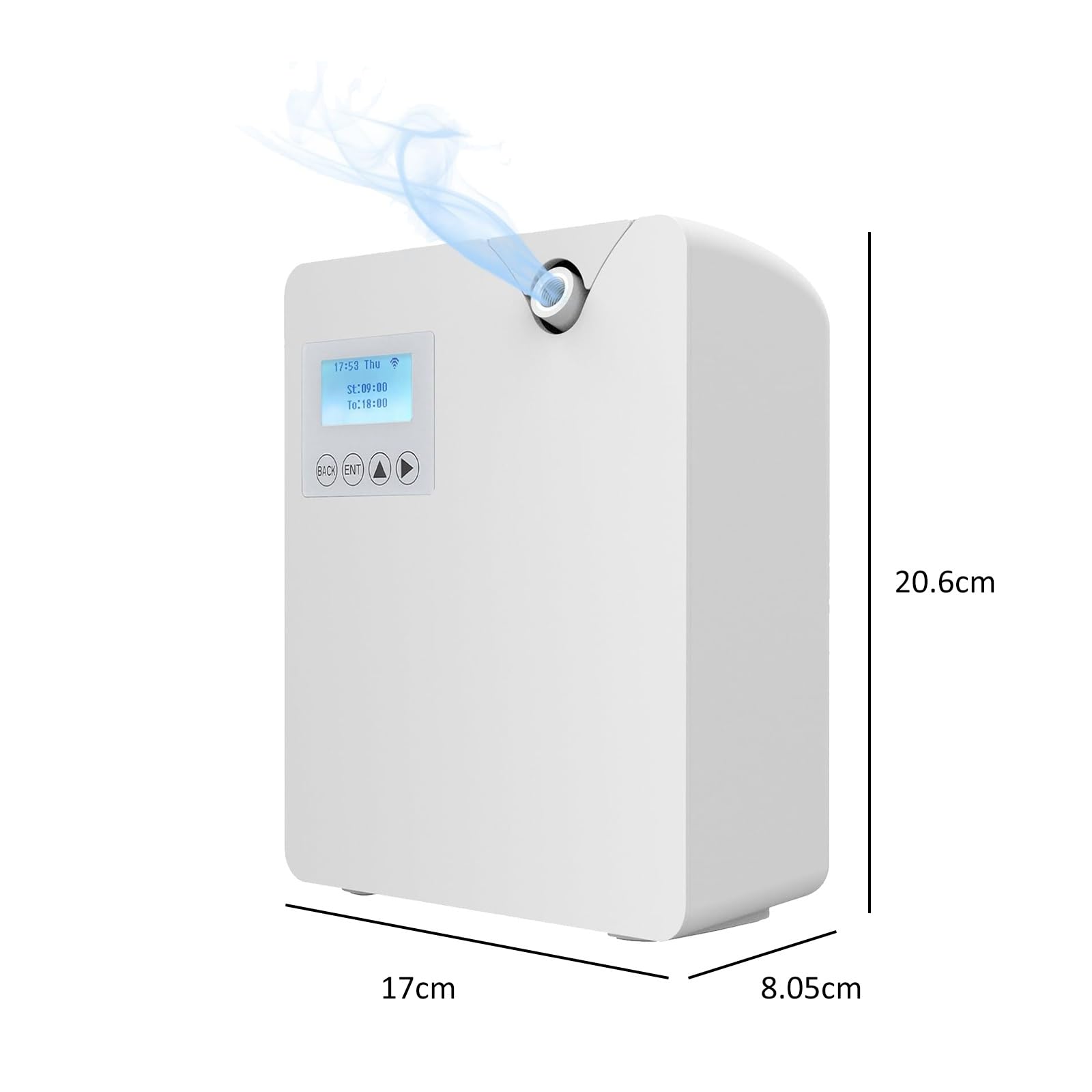 Inteligentna maszyna zapachowa, 300 ml bezwodny dyfuzor olejków eterycznych z technologią rozpylania, sterowaniem Bluetooth i WiFi, ścienny dyfuzor zapachowy do domu, hotelu, spa(White)