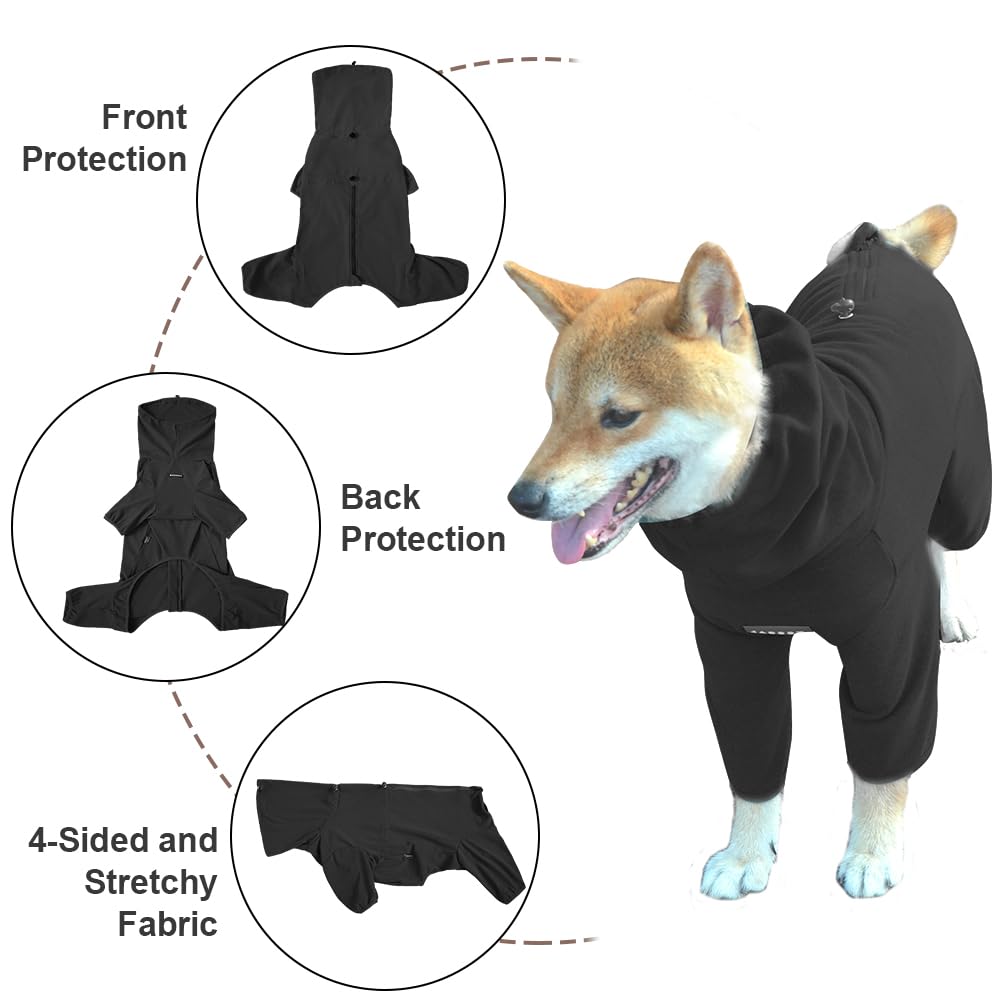 Pigiama per cani di taglia grande, elasticizzato extra large, adatto per adulti, cani di taglia media, tuta per animali domestici a quattro zampe, abbigliamento per animali domestici (nero, 3XL