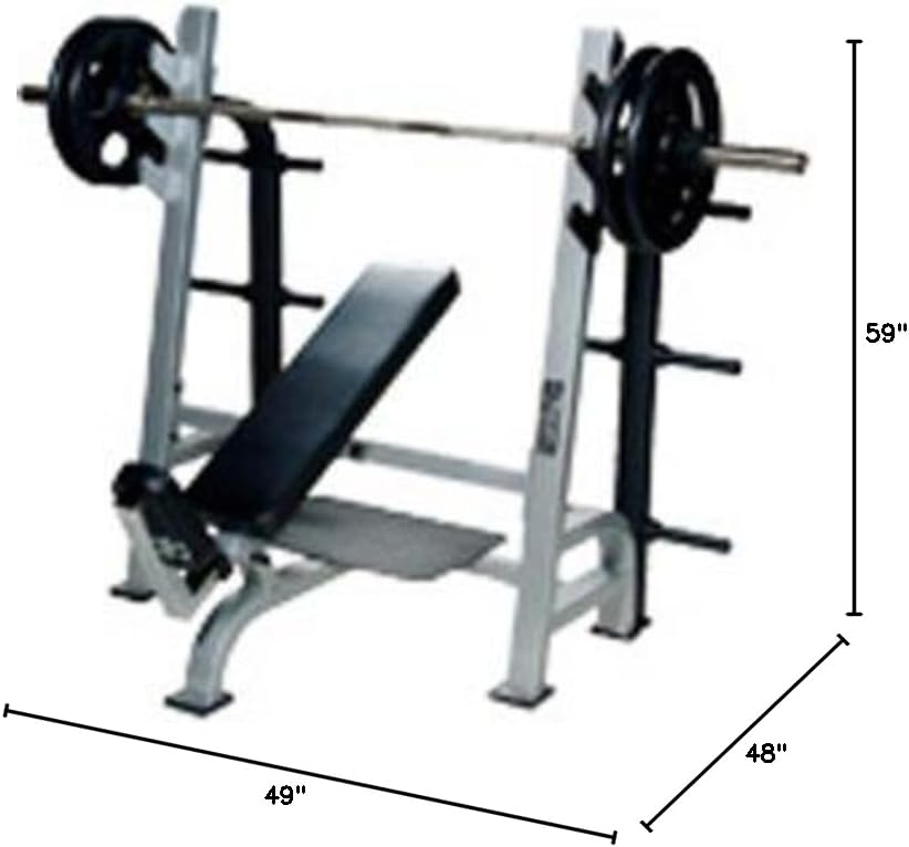York Barbell STS Olympic Incline Bench with Gun Racks - Silver