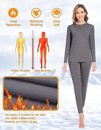 Image of YADIFEN Women Thermal Underwear Set,Long Johns for Women Base Layer with Fleece Lined Long Underwear Top Bottom Cold Weather