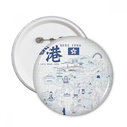 Badge rond Hong Kong épingle vêtement broche décorative Chine 5 pièces multicolore S