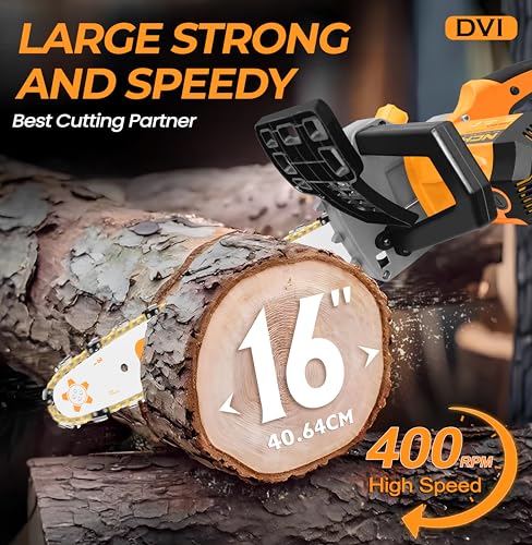 Image of DVI Electric Chainsaw With 16-Inch Guide Bar With 2300 W High Power Motor With Low-Kickback System | Perfect For Cutting Wood, Pruning and Harvesting Firewood | With Free 32 Feet Wire