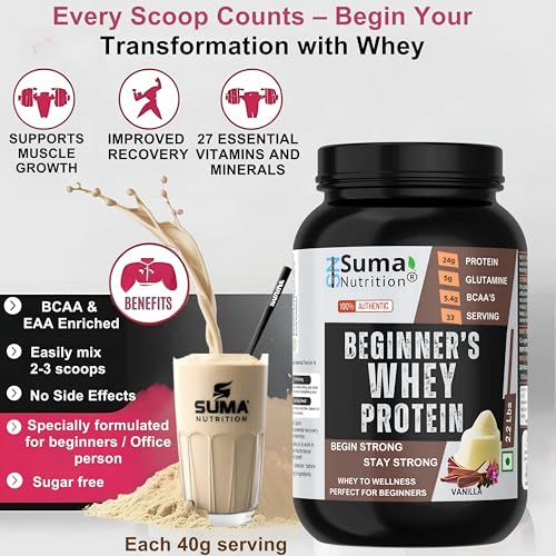 Image of Beginners Whey Protein Powder - 1Kg with Free Shaker | Sugar Free | Support Muscle Growth & Easy to Digest