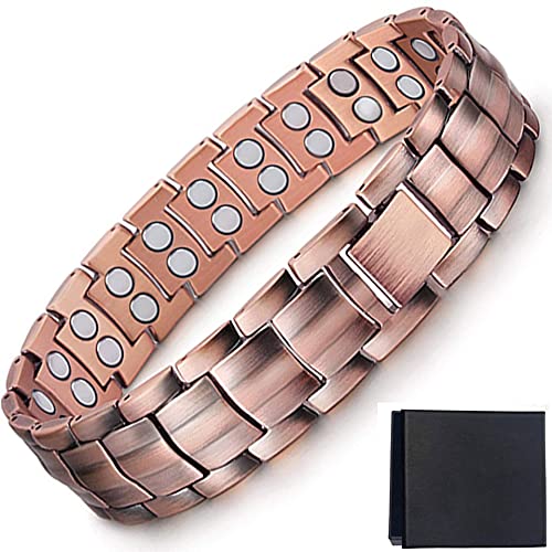 Kupferarmbänder für Männer mit 46 starken 3500 Gauss Magneten Kupfer-Magnetarmband verstellbar, mit Werkzeug zum Entfernen & Geschenkbox