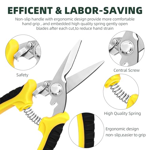 3 Pack Garden Pruning Shears, Stainless Steel Shears, Gardening Shears, Scissors, Garden Clippers, Pruning Snips, Pruning Shears for Gardening Tools (Multicolor)