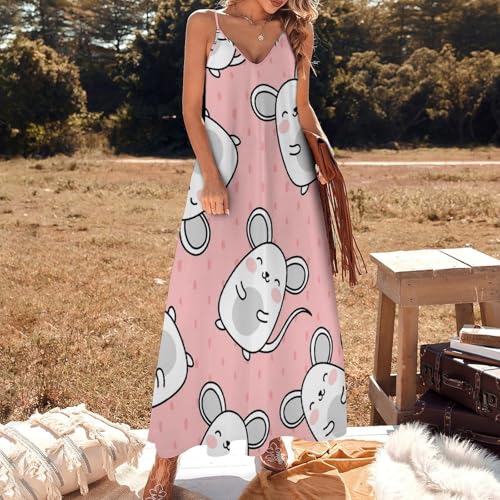 Robe dessin animé imprimé souris coupe maxi fluide et légère - 2